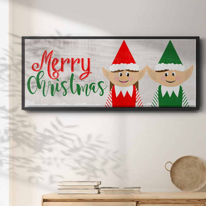 Christmas Elf Couple - toile encadrée, H 20 po x l 50 po