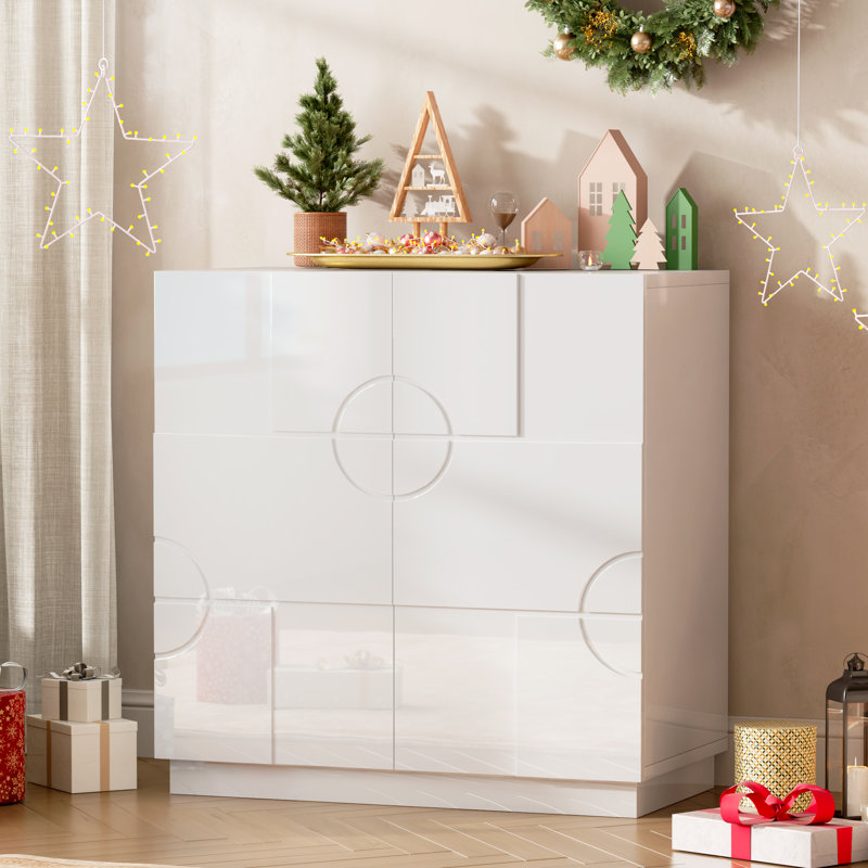 2 - Door Rectangle Accent Cabinet, White