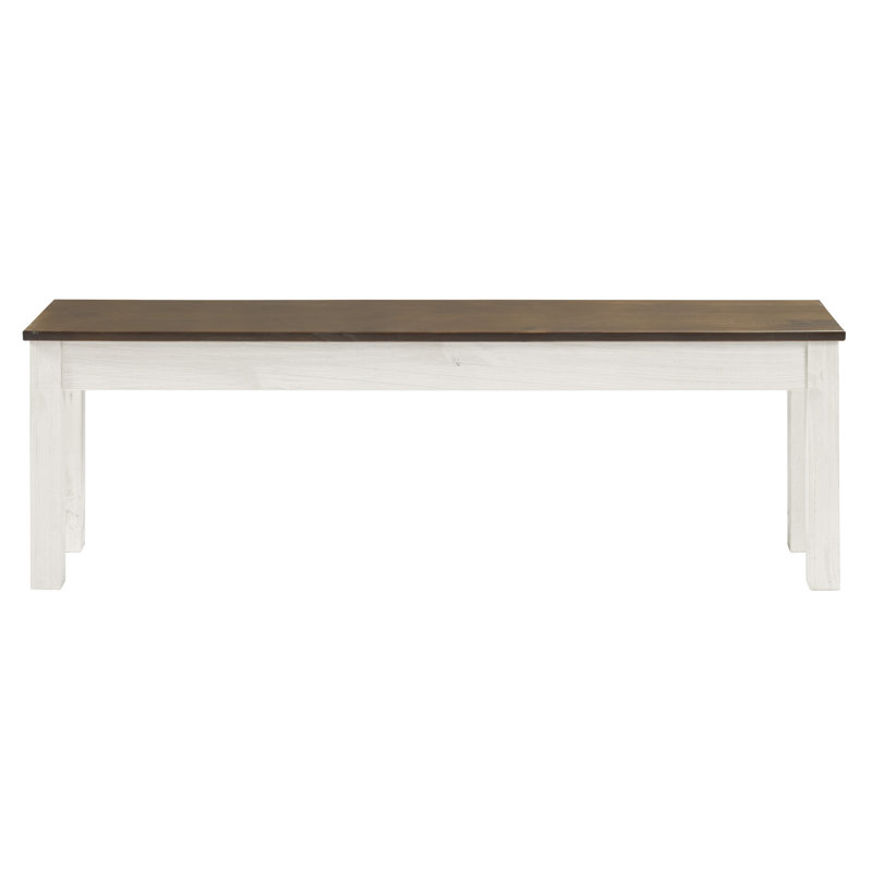 Poppy-Jane Solid Wood Bench, White Distressed Finish