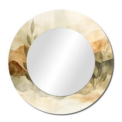 Green and Brown Sage with Soft Dessert Ripple – Boho Decorative Wall Mirror, Metal Print