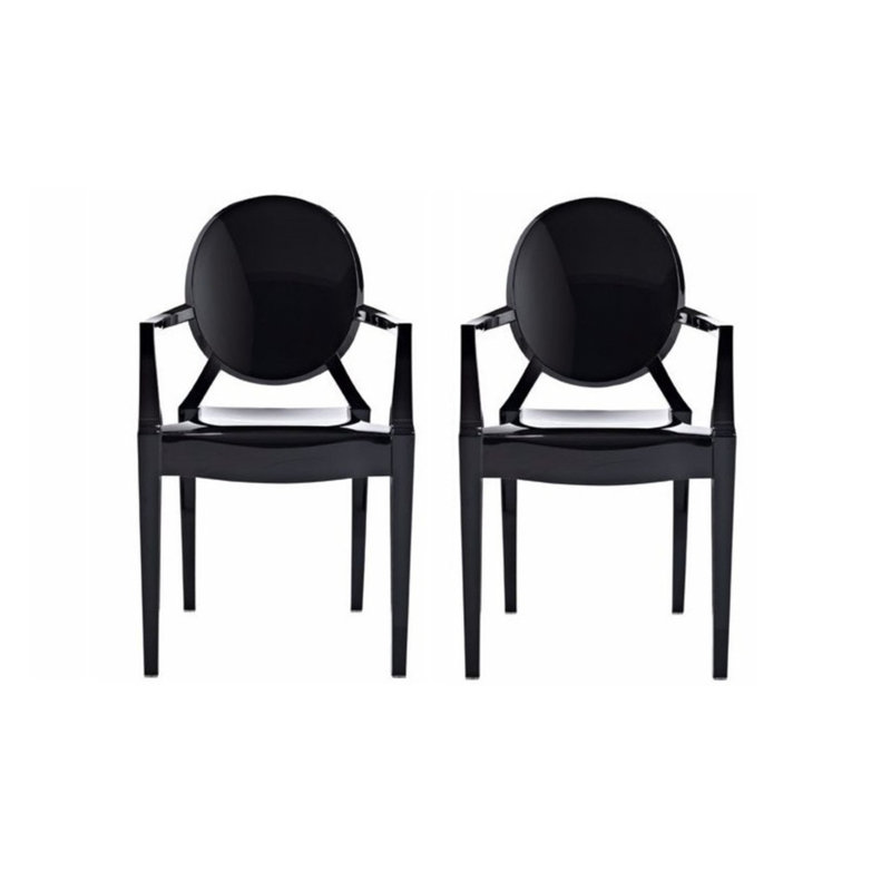 Chaise avec accoudoirs Rydel King Louis, Noir