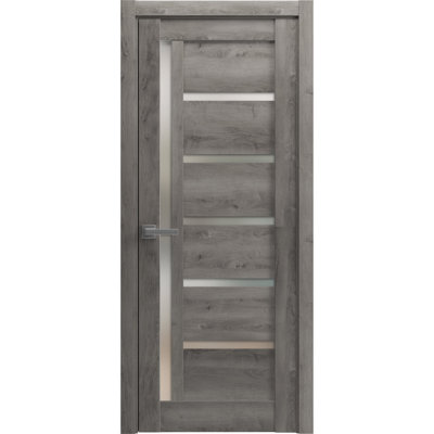Porte de garage prémontée à la française, verre dépoli, Quadro 4088, gris Nebraska, panneau simple, cadre et poignées inclus, pour salle de bain ou chambre à coucher, portes robustes - 42 po x 84 po