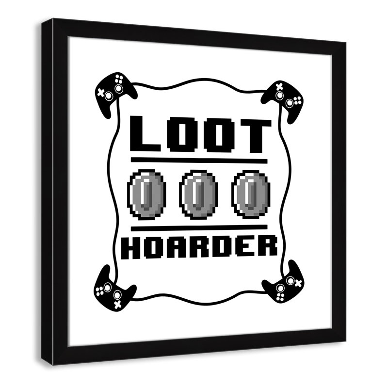 Impression sur papier Loot Hoarder Kids, H 24,5 po x l 24,5 po x P 0,63 po, Cadre noir