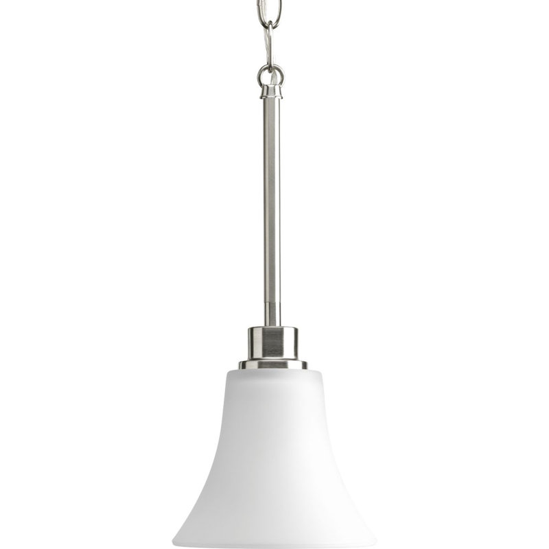 Luminaire suspendu 1 lumière à cône simple Jilliann, Nickel brossé