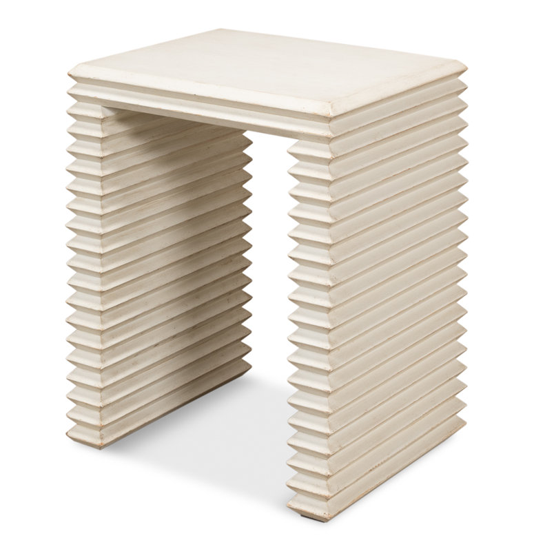 Stacked Solid Wood End Table, Antique White