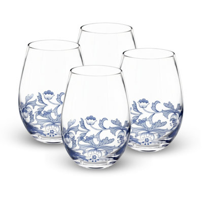 Spode Blue Italian Stemless Glasses 19 Oz