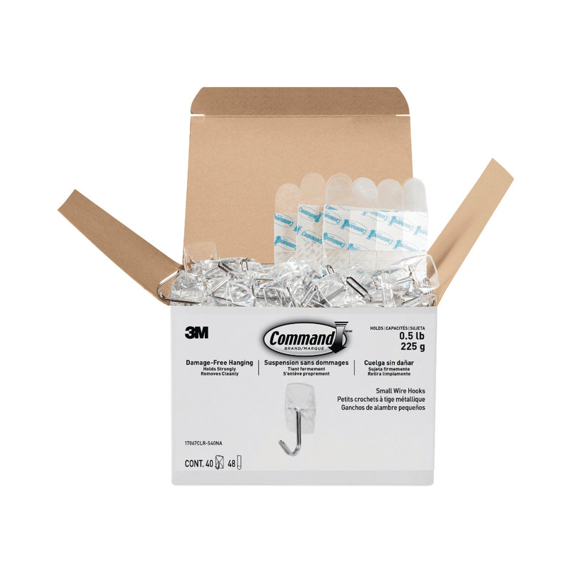 Command Clear Small Wire Hooks with Adhesive Strips, 40 Pack