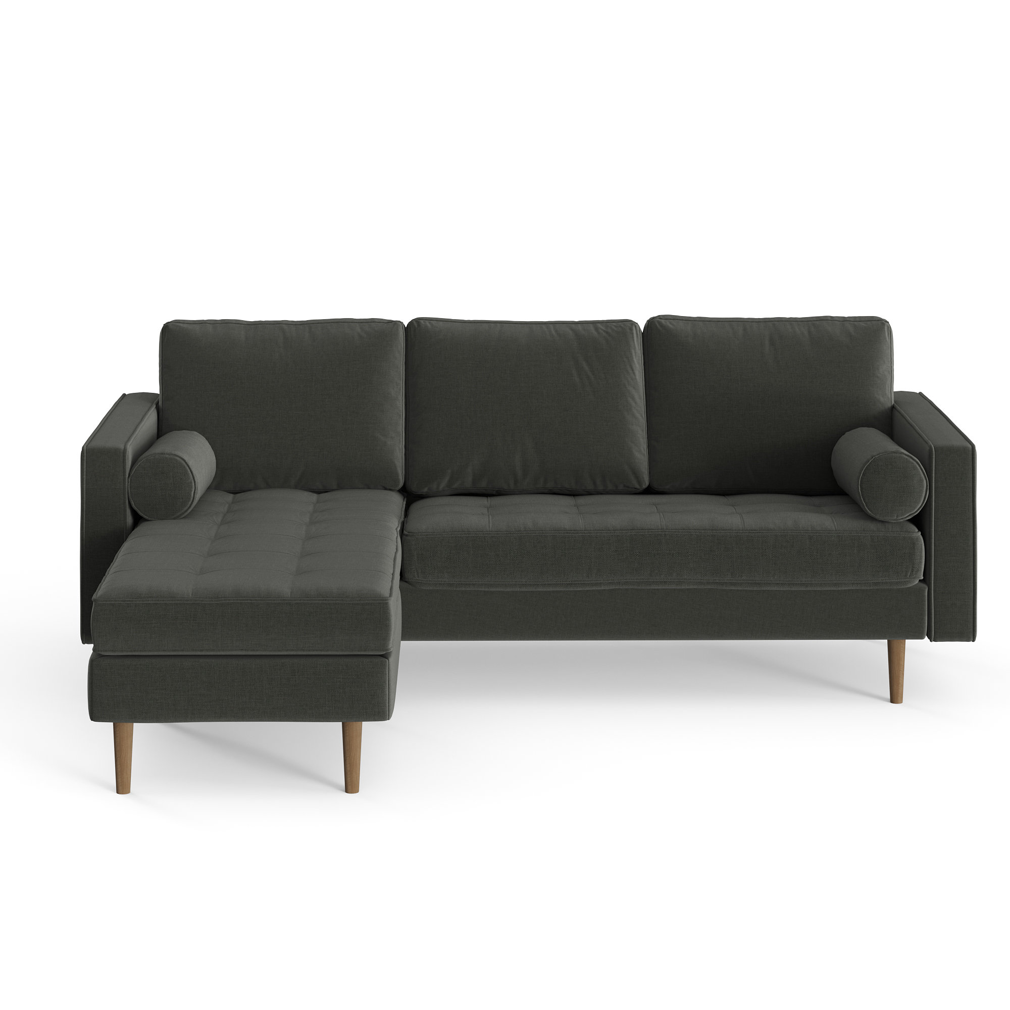 Geo 84" Wide Reversible Sofa and Chaise, Charcoal Fabric