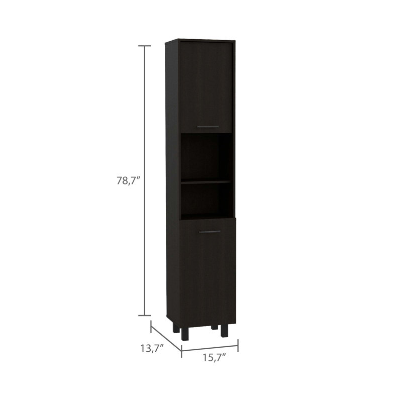 2-Shelf Rectangle Pantry Cabinet Wengue, Black