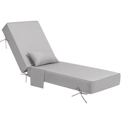 21'' W x 72'' D x 6'' H Outdoor Chaise Lounge Seat / Back Cushion with Pillow and Pocket