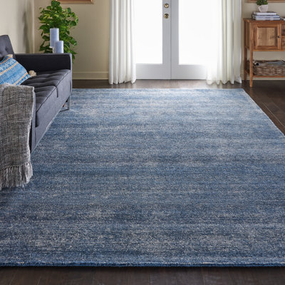 Tapis bleu moderne fait à la main Lahoma