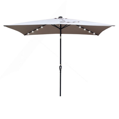 10 X 6.5T Rectangular Patio Solar LED Lighted Outdoor Umbrellas With Crank And Push Button Tilt For Garden Backyard Pool Swimming Pool