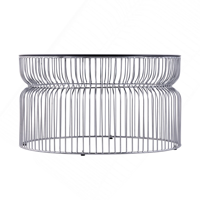 Table basse, table ronde pour le salon, Noir / chrome