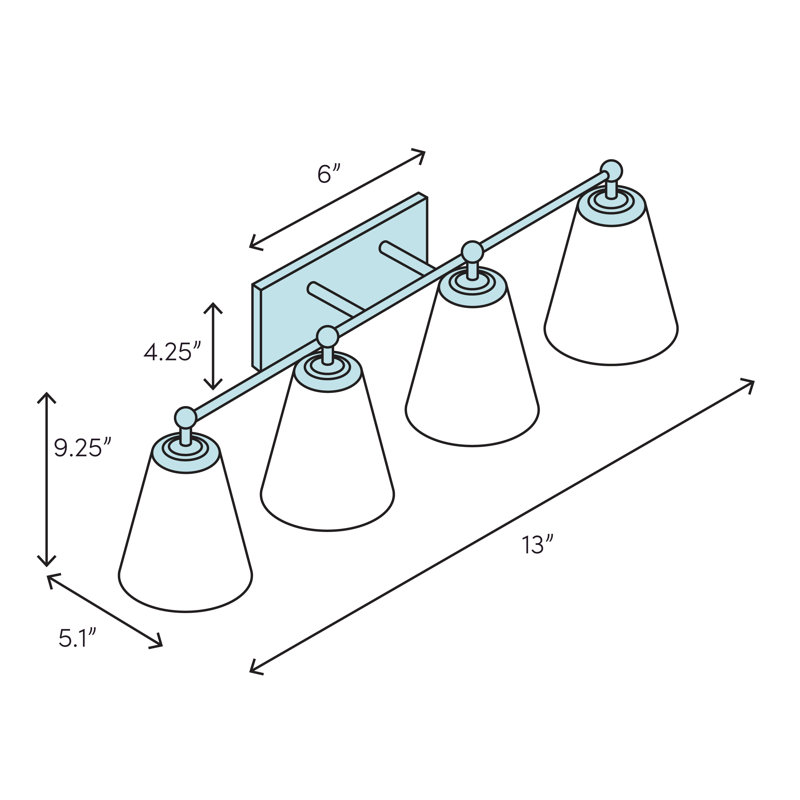 Éclairage pour meuble-lavabo 4 lumières Cusick