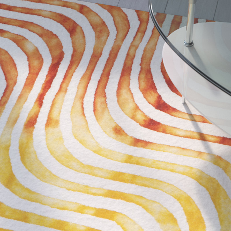 Tapis ivoire en laine / coton touffeté à la main Dip Dye, Rectangle 3 pi x 5 pi