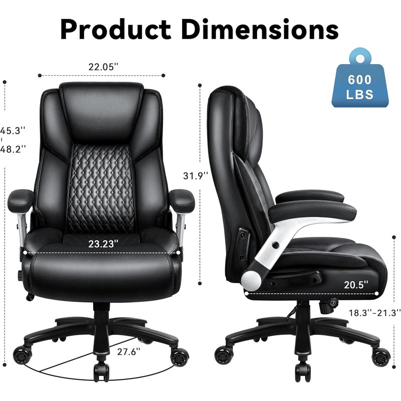 Ergonomic Big And Tall Office Chair 500Lbs, Black