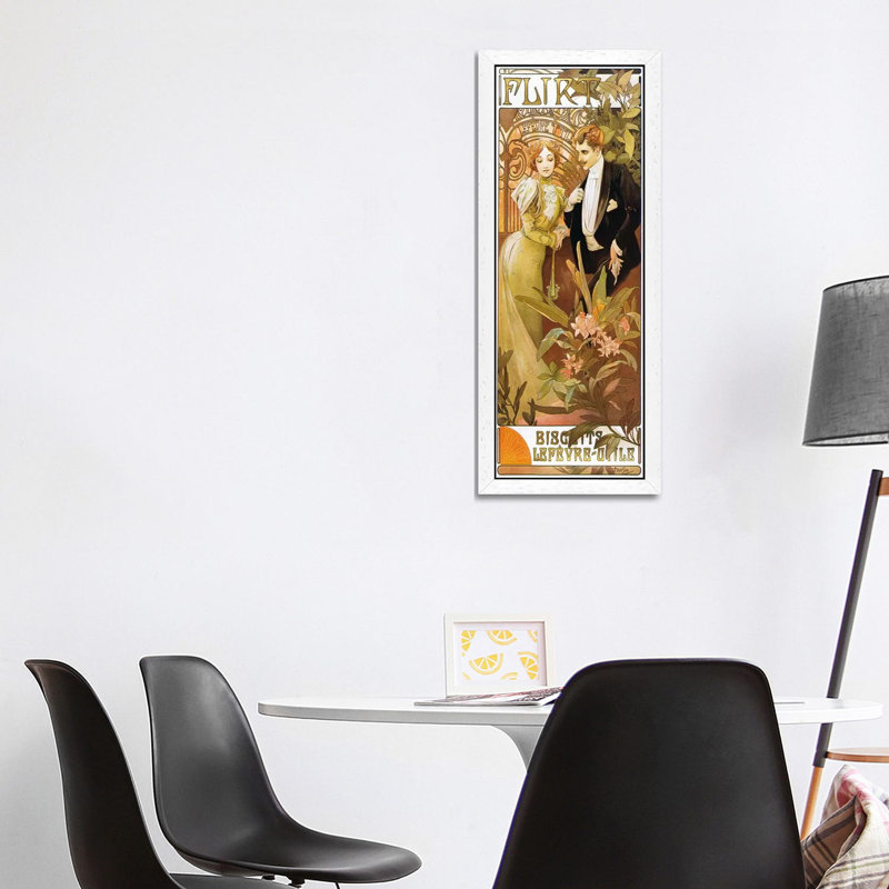 Flirt Biscuits by Lefevre-Utile 1899 by Alphonse Mucha - Panoramic Painting Print on Canvas, 121.92 cm H x 40.64 cm W