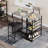 Bar Table And 2 Upholstered Chairs Set For 2, 3 Storage Shelves For Small Space, Apartment, Rustic Grey