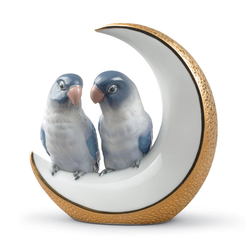 Figurine oiseaux Fly me to the Moon, Lustre doré