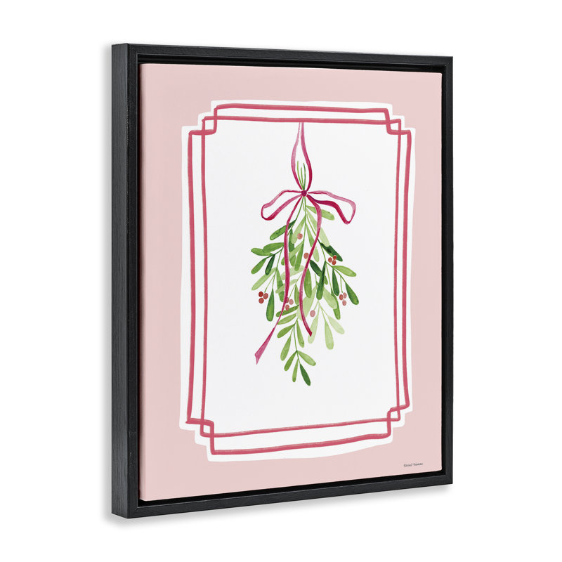 Gui sur cadre flottant rose pastel, design par Rachel Nieman, Cadre flottant noir de jais, H 21 po x l 17 po