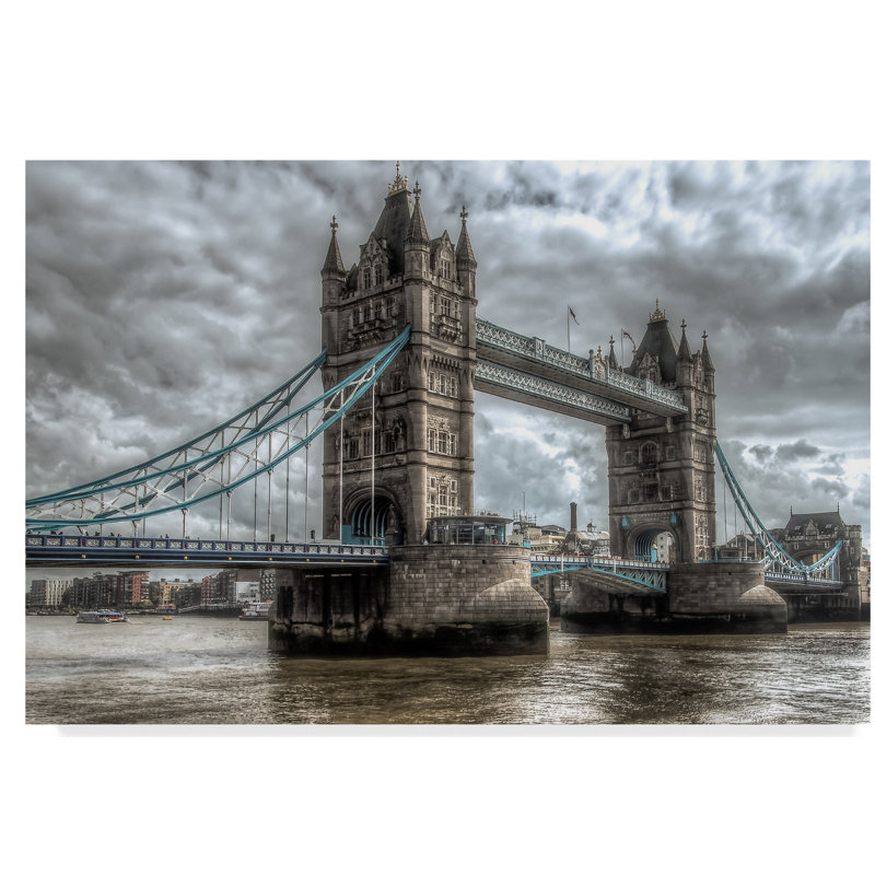 Large Gray and Blue Tower Bridge London Canvas Art