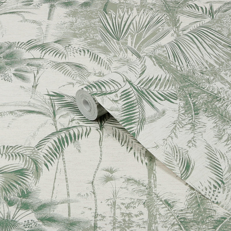 Sublime Floral Vinyl Wallpaper Double Roll, Green