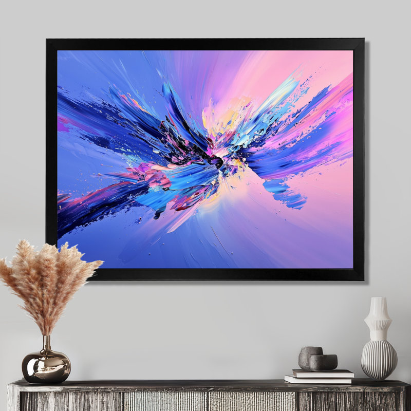«Galactic Mauve Explosion In Space I», art mural fractal abstrait, Reproduction encadrée d'une seule photo sans pass, Noir