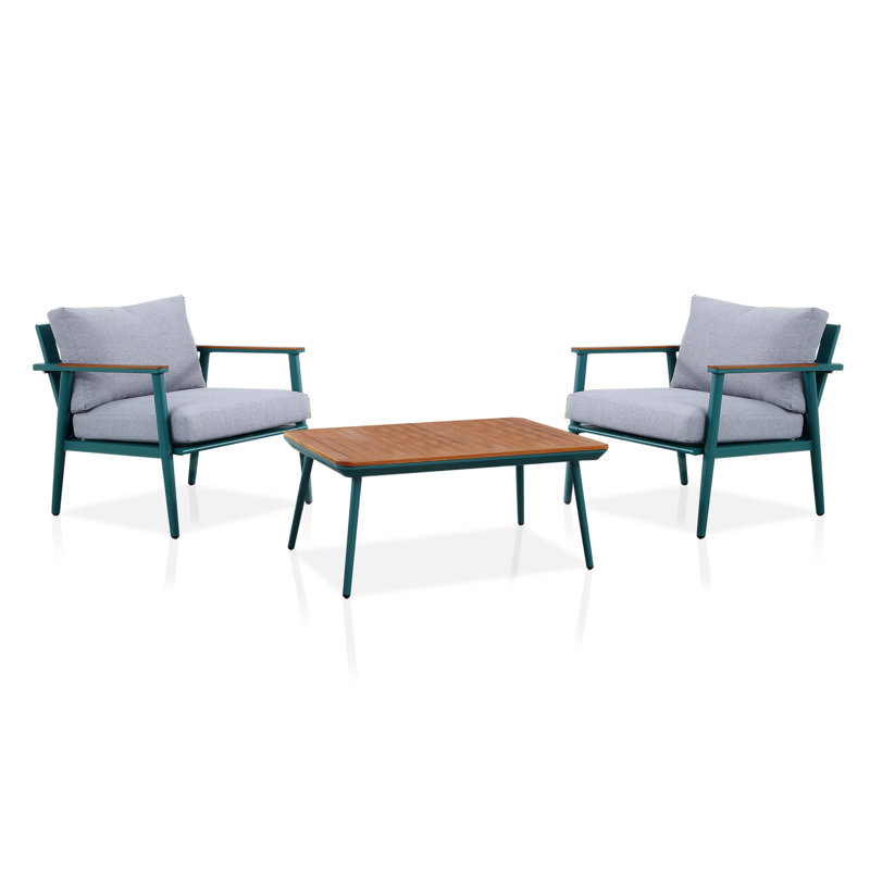 Ibon 2 - Person Patio Dining Set with Rectangular Table , Cushions Included