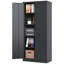 Armoire de rangement en métal 72 po H, armoire verrouillable en acier à outils noir avec portes et 4 tablettes, grands classeurs pour systèmes de rangement de garage