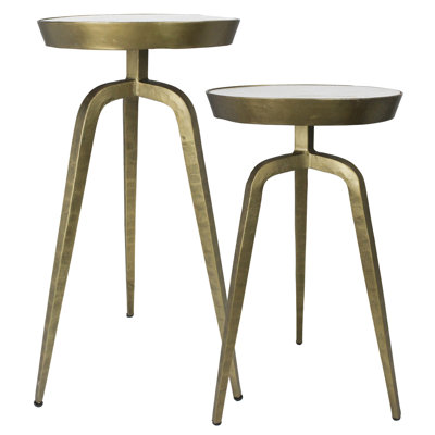 Brass and Marble End Table Set