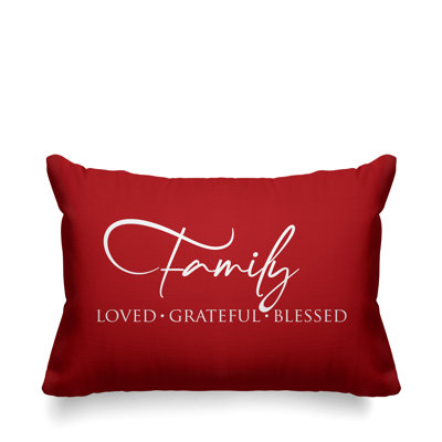Famille Aspire: Housse et insert de coussin rectangulaire extérieur bien-aimé, reconnaissant et heureux