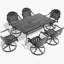 7-Piece All-Weather Cast Aluminum Dining Set, Include 6 Swivel Chairs and Rectangular Table With Black Frame (same sku:W1710S00316)
