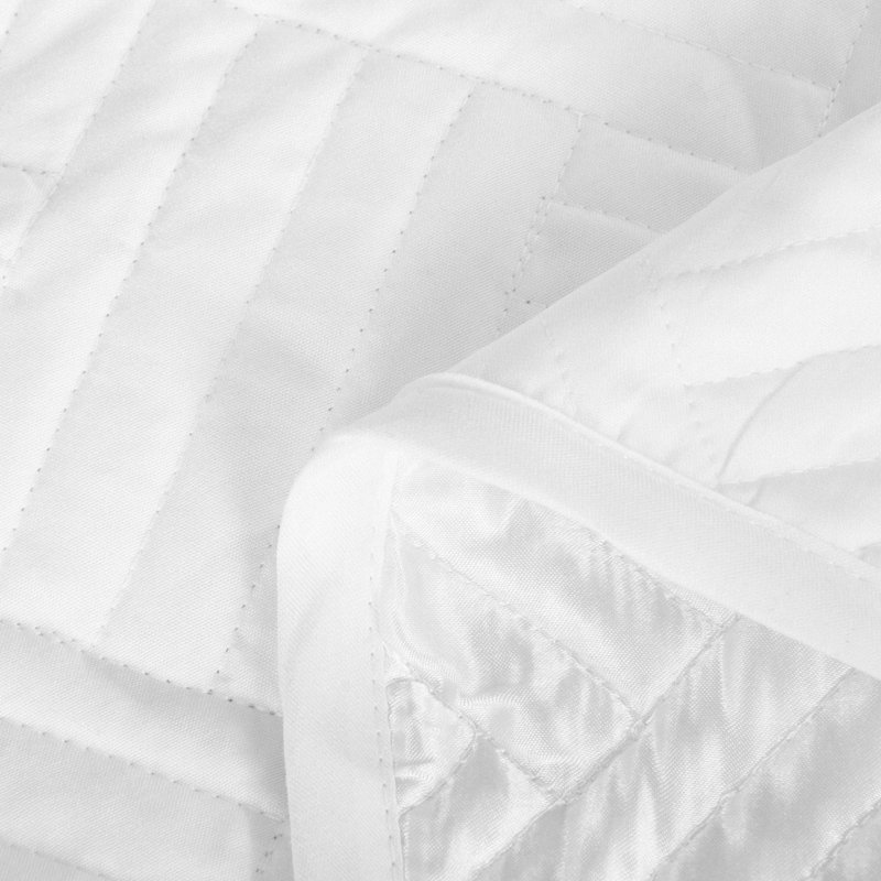 3 Pieces Quilt Set, Silk Satin Geometric Pattern Quilted Coverlet Set (1 Quilt, 2 Pillow Shams) - NTBAY, Twin, White