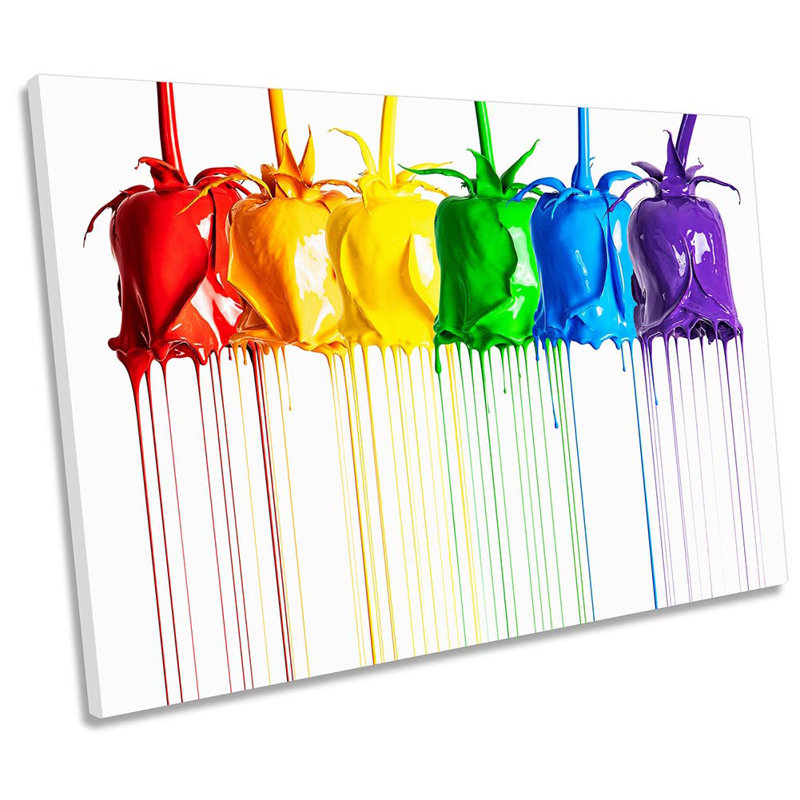Rose Flowers Paint Drip - Wrapped Canvas Print, 30.5cm H x 45.7cm W 