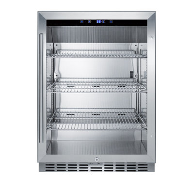Summit Appliance 23.38'' W Convertible 108 Cans (12 oz.) 5 Cubic Feet Outdoor Rated Beverage Cooler with Reversible Glass Door