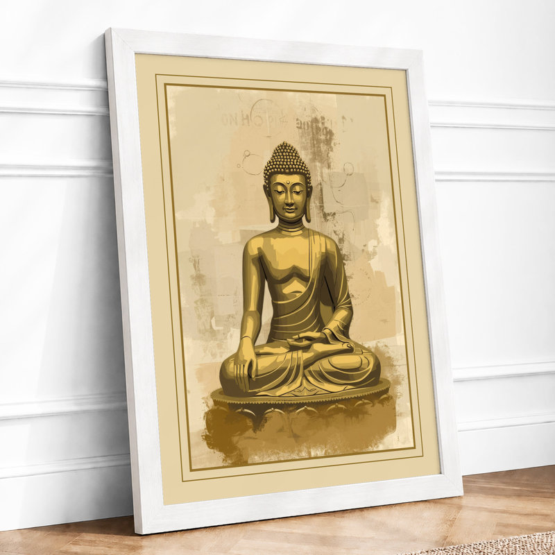 Buddha in Repose Japandi - Framed Print, A1 - 84.1 x 59.4 cm, White