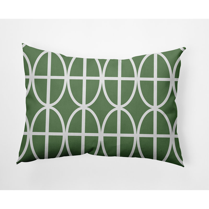 Ovals Geometric Reversible Throw Pillow, Green