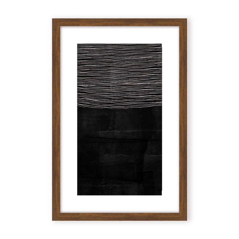 Abstract Blackened Line by  - Picture Frame Painting on Paper, 48" H x 32" W x 1.125" D, Framed Print, Gold