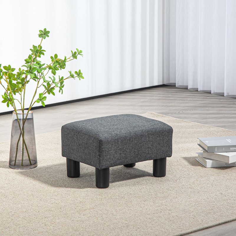 Repose-pieds rembourré Heskett, bois, Gris foncé, Polyester