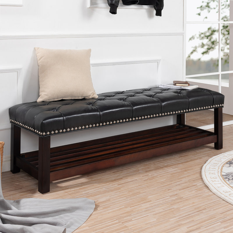 Banc de rangement en polyuréthane Martinette, Noir