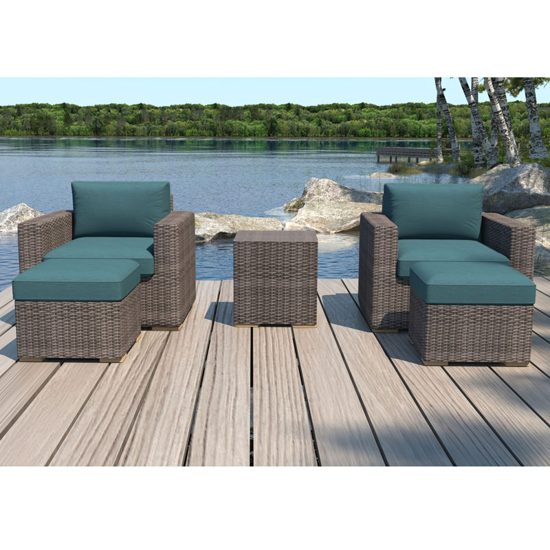 Dune Outdoor 5 - Piece Conversation Set, Cast Lagoon Sunbrella® Plainweave