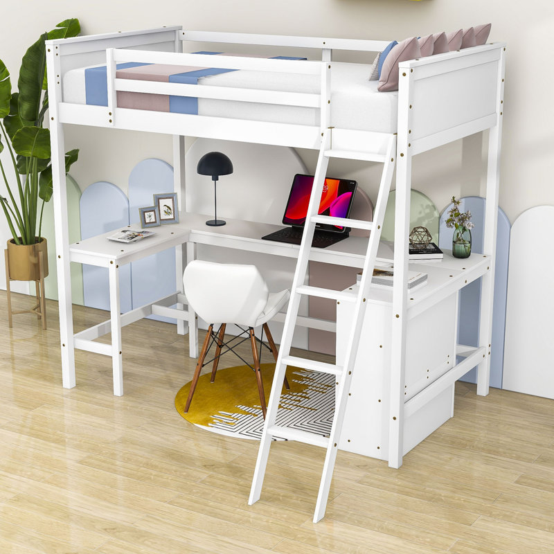 Ehlani Kids Loft Bed, Twin, White