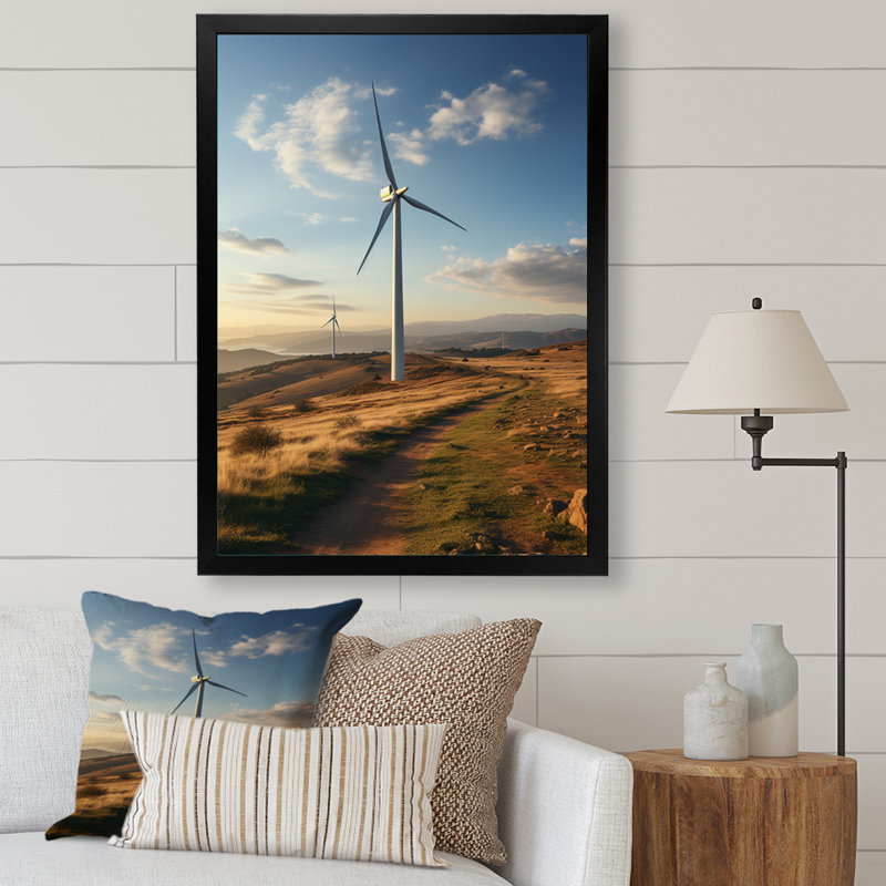 Wind Turbines Track Minimalist Motion III, reproduction d'art sur toile, H 32 po x l 24 po x P 1 po, Cadre simple noir
