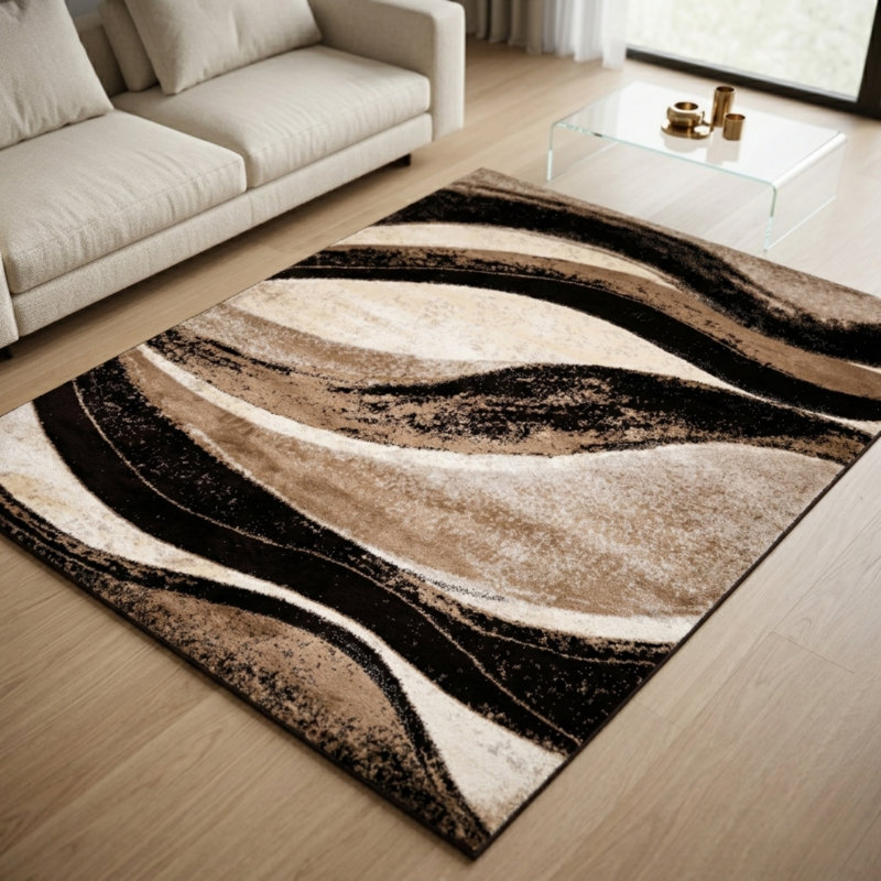 Abstract Area Rug, Brown, Rectangle 200 x 290 cm