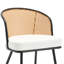 Chaises de salle à manger rembourrées en tissu de polyuréthane 19,3 po H avec dossier canne et structure en métal noir-344166915-364064137