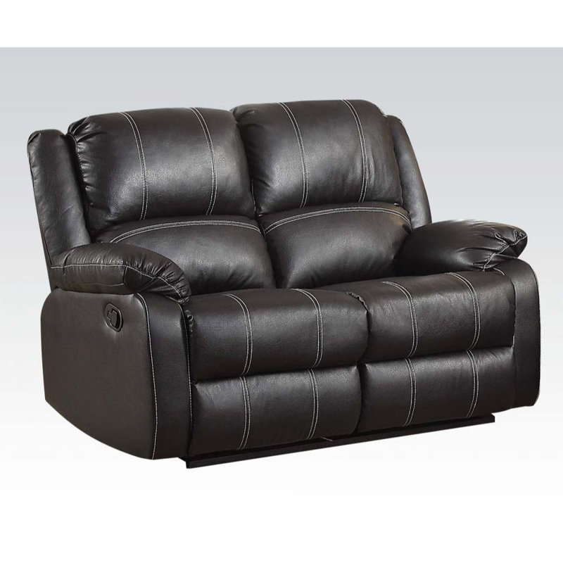 Hagar 60"L Upholstered Reclining Loveseat, Black Synthetic Leather