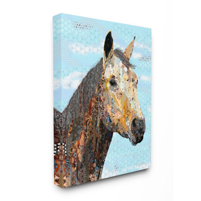" Colourful Abstract Horse Animal Cool Blue Collage Design " by Dawn Allen