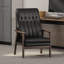 Chaise d'appoint rembourrée Mid-Century moderne en similicuir noir mat avec structure en bois d'hévéa espresso-120079798
