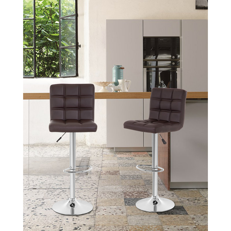 Ceann Swivel Upholstered Adjustable Height Counter Stool, Brown