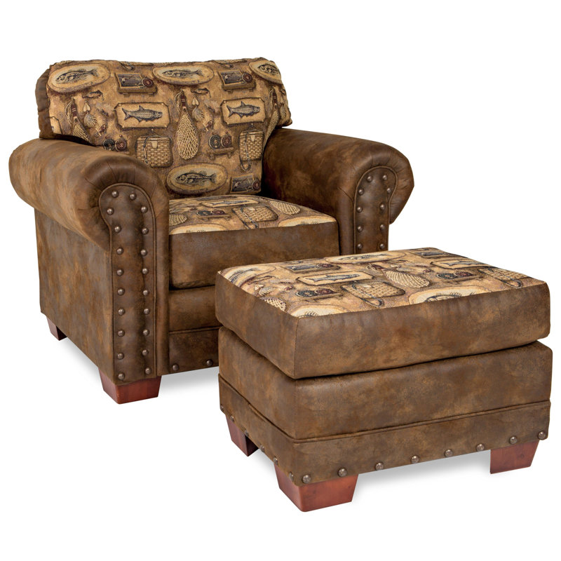 Jailiyah Upholstered Accent Chair with Ottoman,  River Bend Microfiber / Microsuede